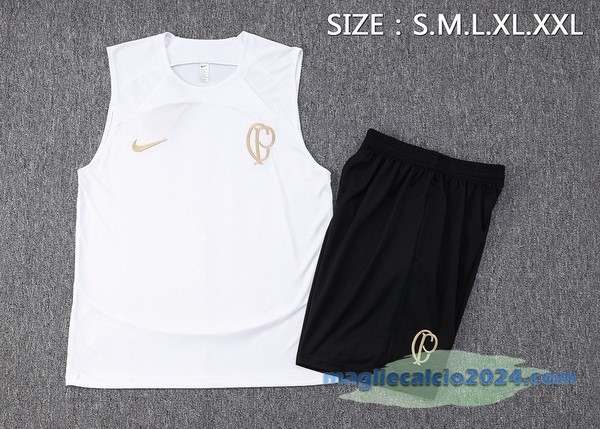 Formazione Senza Maniche Set Completo Corinthians Paulista 2023 2024 Bianco Nero Poco Prezzo