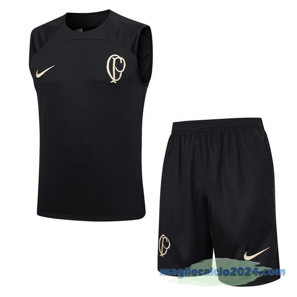 Formazione Senza Maniche Set Completo Corinthians Paulista 2023 2024 Nero Poco Prezzo
