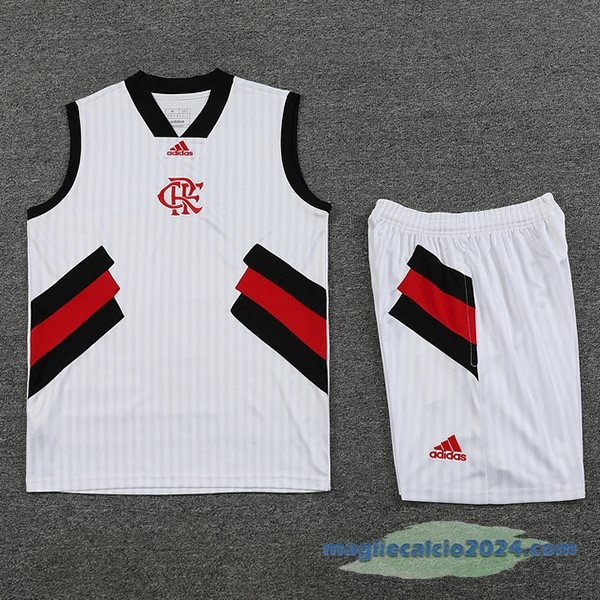 Formazione Senza Maniche Set Completo Flamengo 2023 2024 Bianco Nero Poco Prezzo