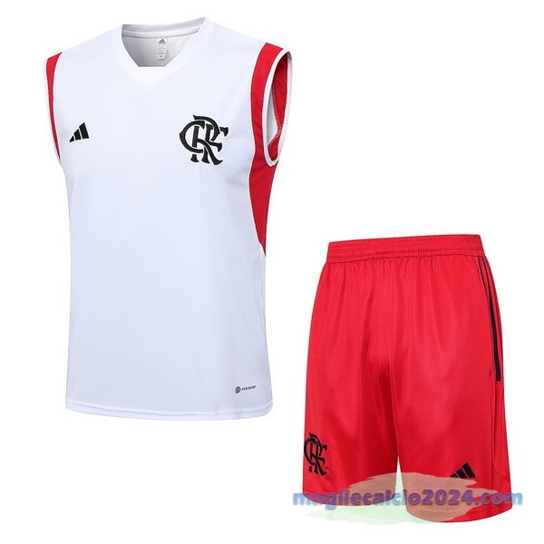 Formazione Senza Maniche Set Completo Flamengo 2023 2024 Bianco Rosso Poco Prezzo