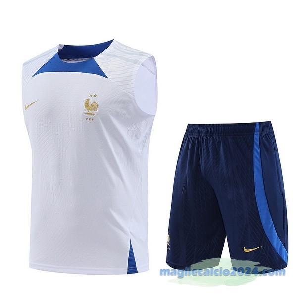 Formazione Senza Maniche Set Completo Francia 2023 Bianco Azul Poco Prezzo