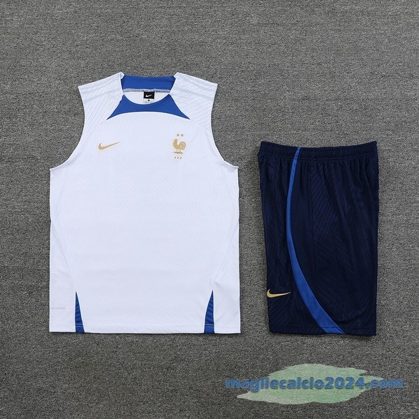 Formazione Senza Maniche Set Completo Francia 2023 Bianco Azul Poco Prezzo