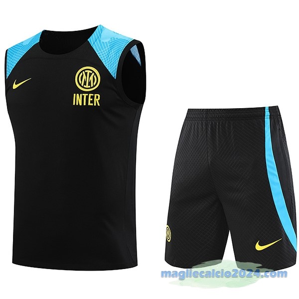 Formazione Senza Maniche Set Completo Inter Milán 2023 2024 Nero Azul Poco Prezzo