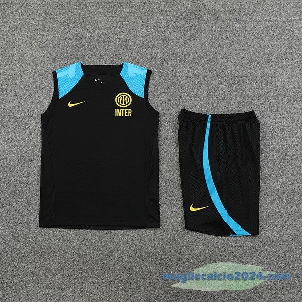 Formazione Senza Maniche Set Completo Inter Milán 2023 2024 Nero Azul Poco Prezzo