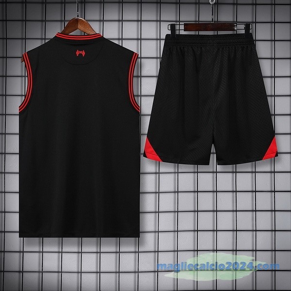 Formazione Senza Maniche Set Completo Liverpool 2022 2023 Nero II Rosso Poco Prezzo