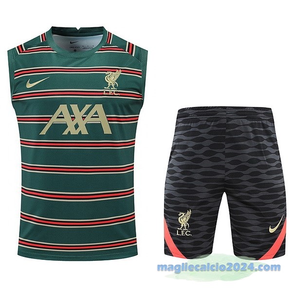 Formazione Senza Maniche Set Completo Liverpool 2022 2023 Verde Nero Poco Prezzo