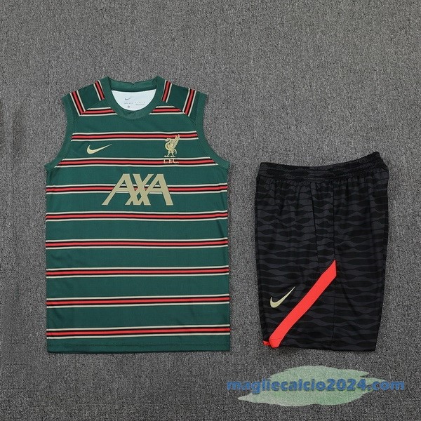 Formazione Senza Maniche Set Completo Liverpool 2022 2023 Verde Nero Poco Prezzo