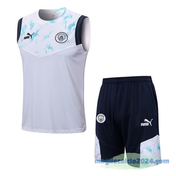 Formazione Senza Maniche Set Completo Manchester City 2022 2023 Bianco Azul Poco Prezzo