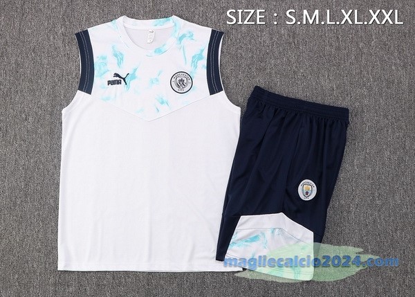Formazione Senza Maniche Set Completo Manchester City 2022 2023 Bianco Azul Poco Prezzo