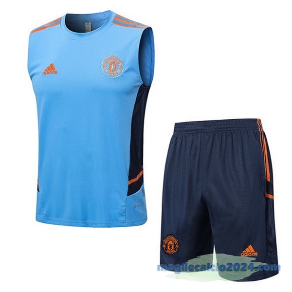 Formazione Senza Maniche Set Completo Manchester United 2022 2023 Azul Luce Poco Prezzo