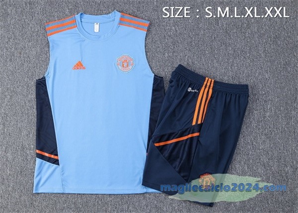 Formazione Senza Maniche Set Completo Manchester United 2022 2023 Azul Luce Poco Prezzo