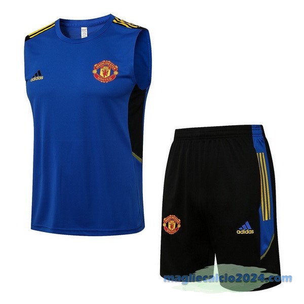Formazione Senza Maniche Set Completo Manchester United 2022 2023 Azul Nero Poco Prezzo
