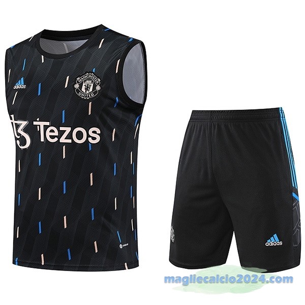 Formazione Senza Maniche Set Completo Manchester United 2023 2024 Nero Poco Prezzo