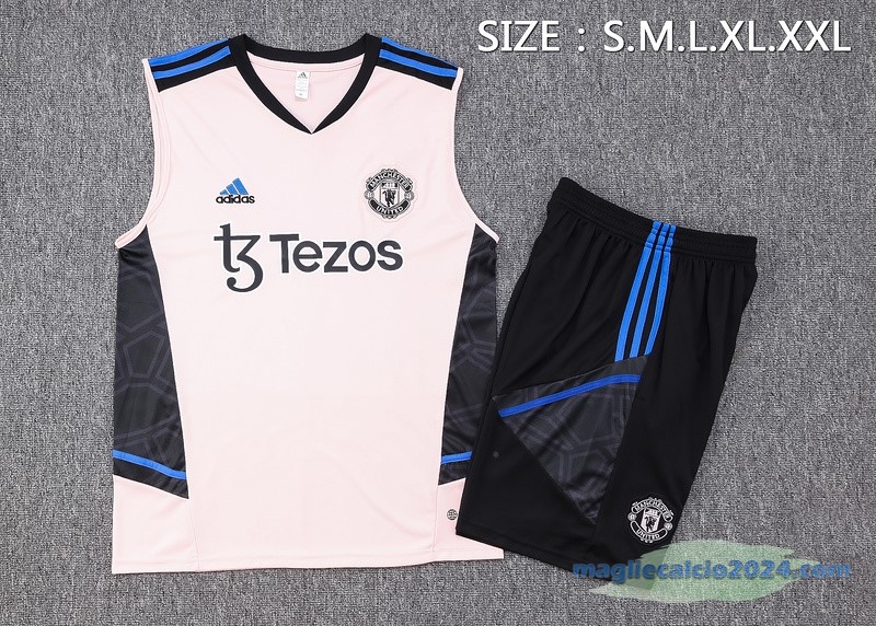 Formazione Senza Maniche Set Completo Manchester United 2023 2024 Rosa Nero Poco Prezzo