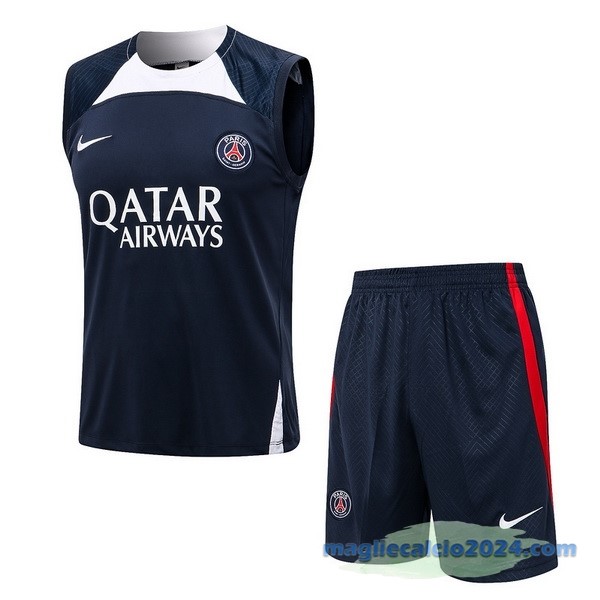 Formazione Senza Maniche Set Completo Paris Saint Germain 2022 2023 Azul II Bianco Poco Prezzo