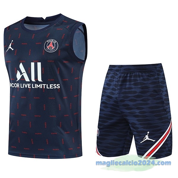 Formazione Senza Maniche Set Completo Paris Saint Germain 2022 2023 Azul Navy Poco Prezzo