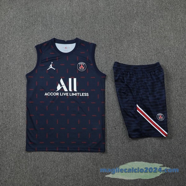 Formazione Senza Maniche Set Completo Paris Saint Germain 2022 2023 Azul Navy Poco Prezzo