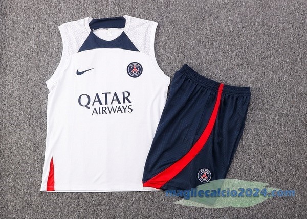Formazione Senza Maniche Set Completo Paris Saint Germain 2022 2023 Bianco Azul Poco Prezzo