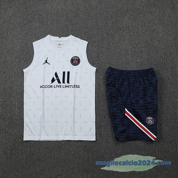 Formazione Senza Maniche Set Completo Paris Saint Germain 2022 2023 Bianco Azul Poco Prezzo
