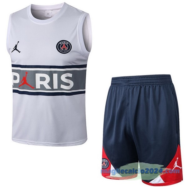 Formazione Senza Maniche Set Completo Paris Saint Germain 2022 2023 Bianco Grigio Azul Poco Prezzo
