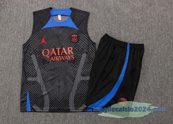 Formazione Senza Maniche Set Completo Paris Saint Germain 2022 2023 Nero I Azul Rosso Poco Prezzo