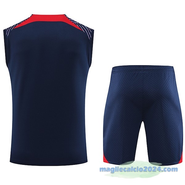 Formazione Senza Maniche Set Completo Paris Saint Germain 2023 2024 Azul Rosso Purpureo Poco Prezzo
