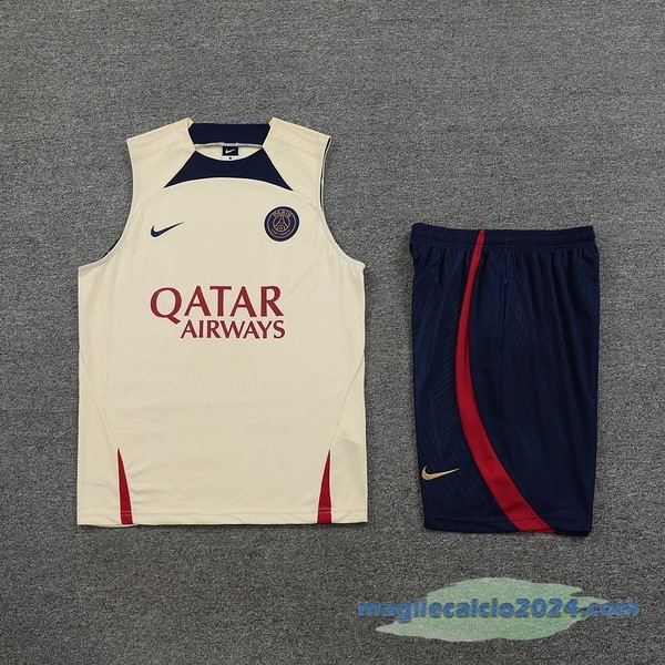 Formazione Senza Maniche Set Completo Paris Saint Germain 2023 2024 Giallo Azul Poco Prezzo