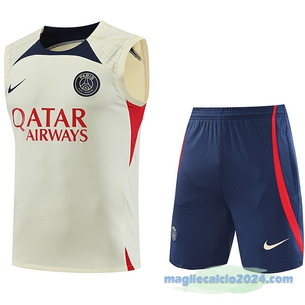 Formazione Senza Maniche Set Completo Paris Saint Germain 2023 2024 Giallo Azul Rosso Poco Prezzo