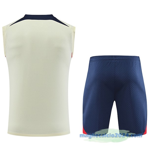 Formazione Senza Maniche Set Completo Paris Saint Germain 2023 2024 Giallo Azul Rosso Poco Prezzo