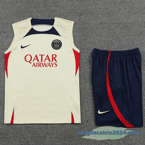 Formazione Senza Maniche Set Completo Paris Saint Germain 2023 2024 Giallo Azul Rosso Poco Prezzo
