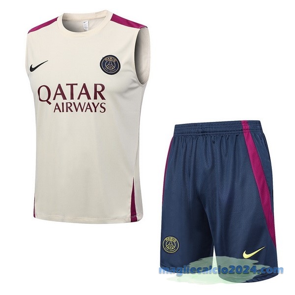 Formazione Senza Maniche Set Completo Paris Saint Germain 2023 2024 Giallo I Azul Poco Prezzo