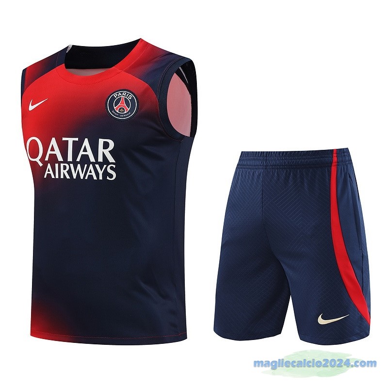 Formazione Senza Maniche Set Completo Paris Saint Germain 2023 2024 Rosso Azul Poco Prezzo