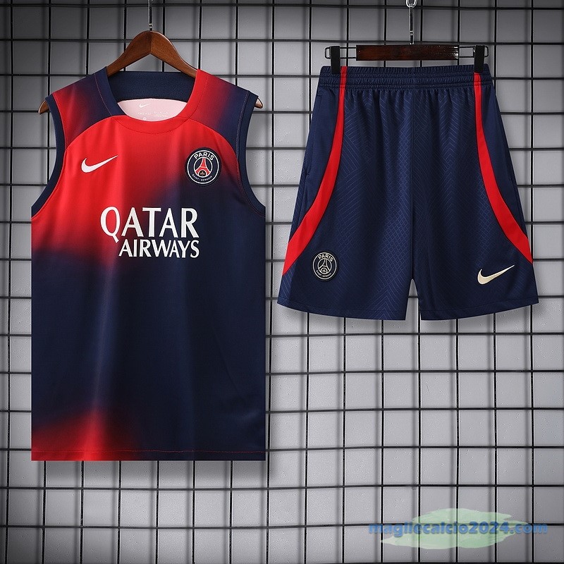 Formazione Senza Maniche Set Completo Paris Saint Germain 2023 2024 Rosso Azul Poco Prezzo
