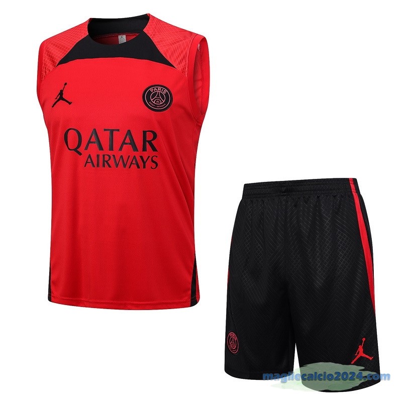 Formazione Senza Maniche Set Completo Paris Saint Germain 2023 2024 Rosso I Nero Poco Prezzo