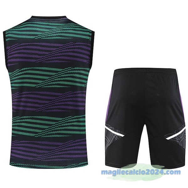 Formazione Senza Maniche Set Completo Real Madrid 2023 2024 Purpureo Verde Nero Poco Prezzo