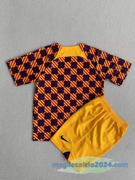 Formazione Set Completo Bambino Barcelona 2023 2024 Arancione Giallo Poco Prezzo