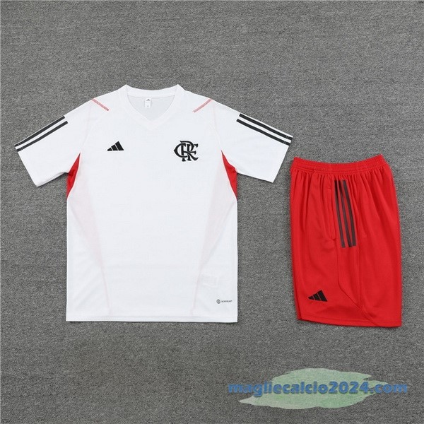 Formazione Set Completo Bambino Flamengo 2023 2024 Bianco Rosso Poco Prezzo