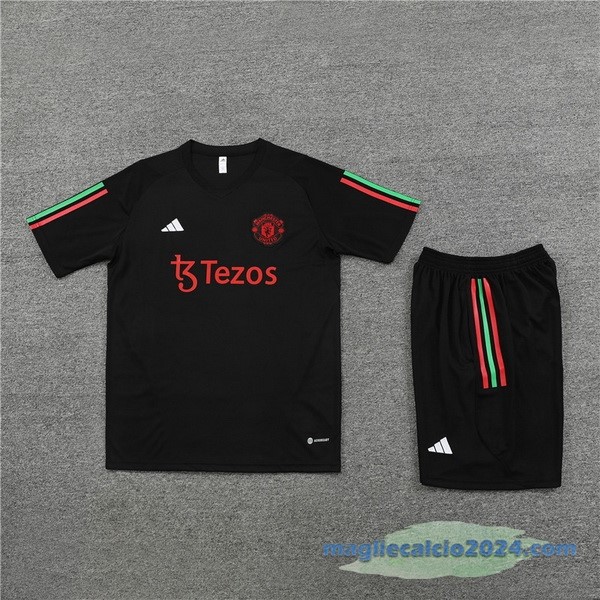 Formazione Set Completo Bambino Manchester United 2022 2023 Nero Rosso Poco Prezzo