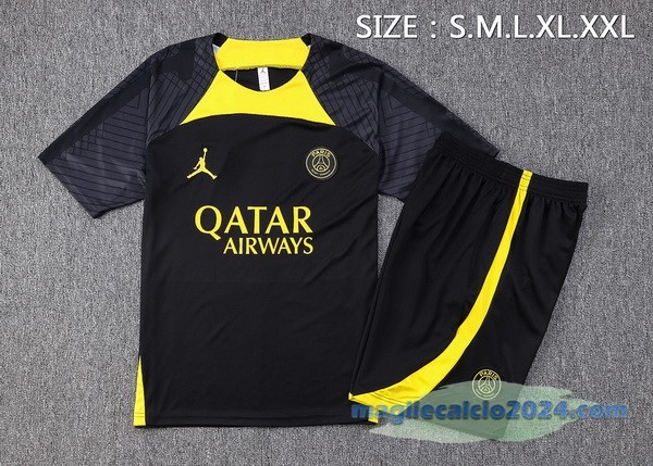 Formazione Set Completo Paris Saint Germain 2023 2024 Nero Giallo Poco Prezzo