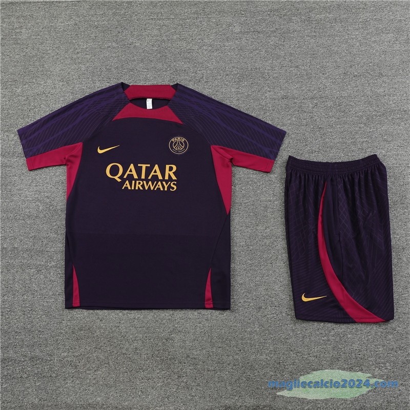 Formazione Set Completo Paris Saint Germain 2023 2024 Purpureo Navy Poco Prezzo