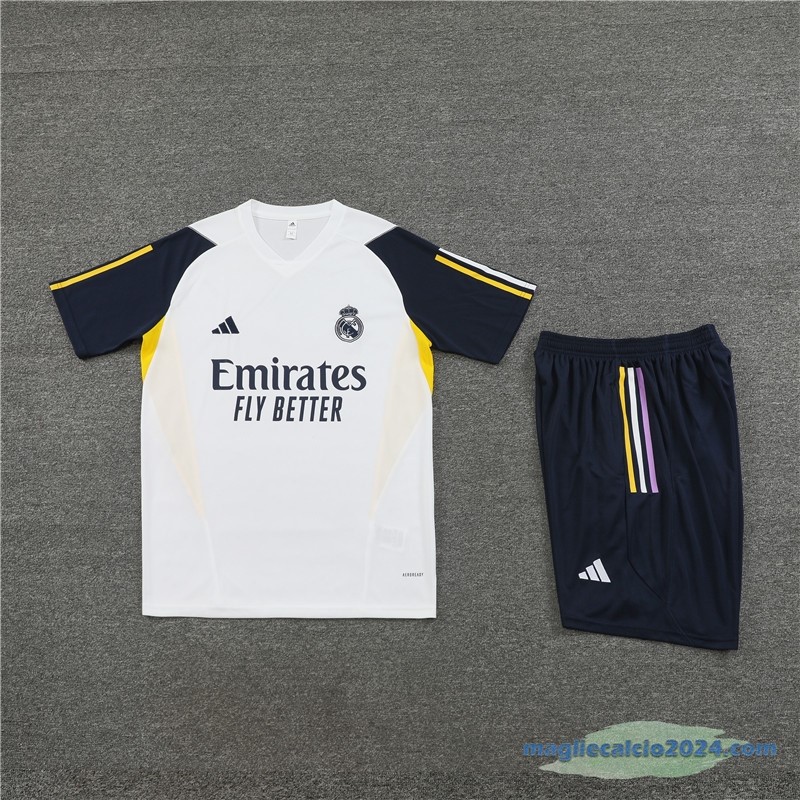 Formazione Set Completo Real Madrid Bambino 2023 2024 Bianco I Azul Navy Poco Prezzo