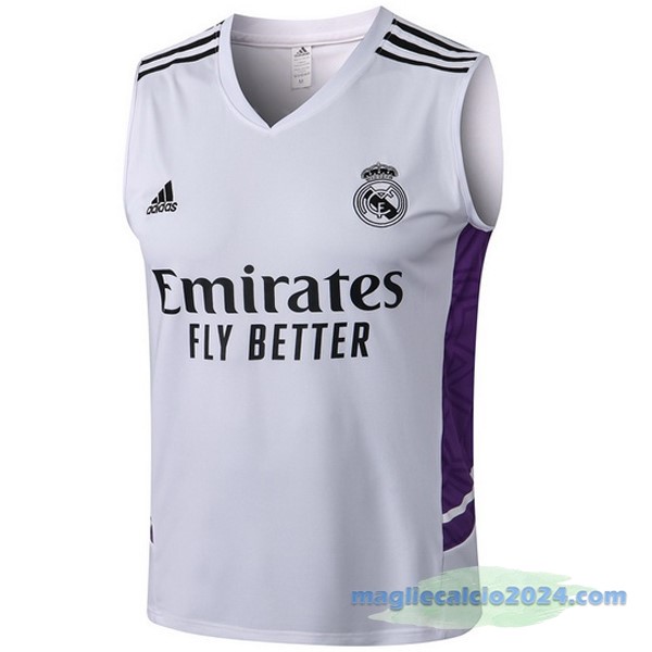Maglia Senza Maniche Real Madrid 2022 2023 Bianco Nero Purpureo Poco Prezzo