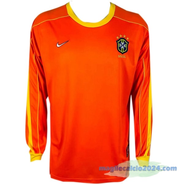 Manica lunga Portiere Brasile Retro 1998 Arancione Poco Prezzo