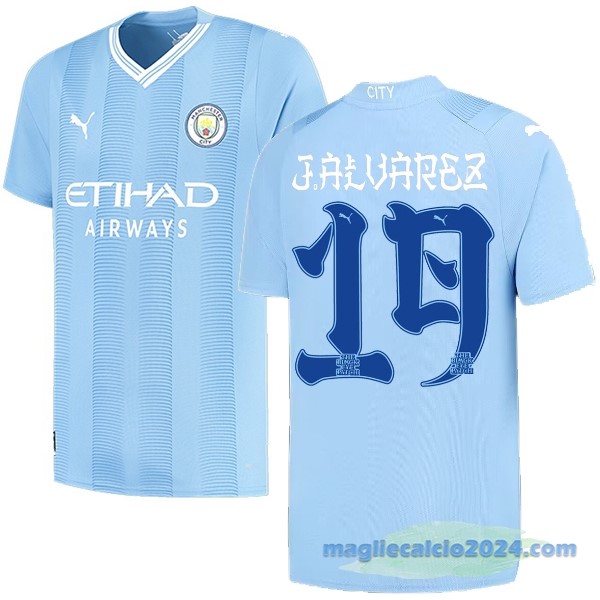 NO.19 J. Alvarez Prima Maglia Manchester City 2023 2024 Azul Poco Prezzo