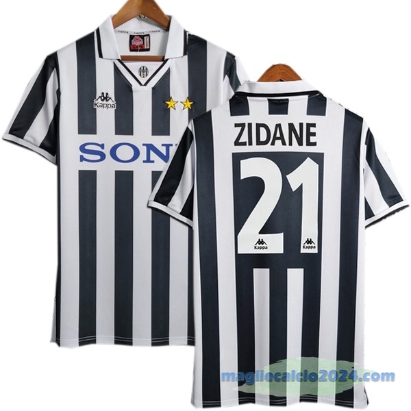 NO.21 Zidane Prima Maglia Juventus Retro 1995 1996 Nero Bianco Poco Prezzo