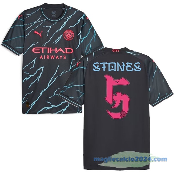NO.5 Stones Seconda Maglia Manchester City 2023 2024 Nero Poco Prezzo
