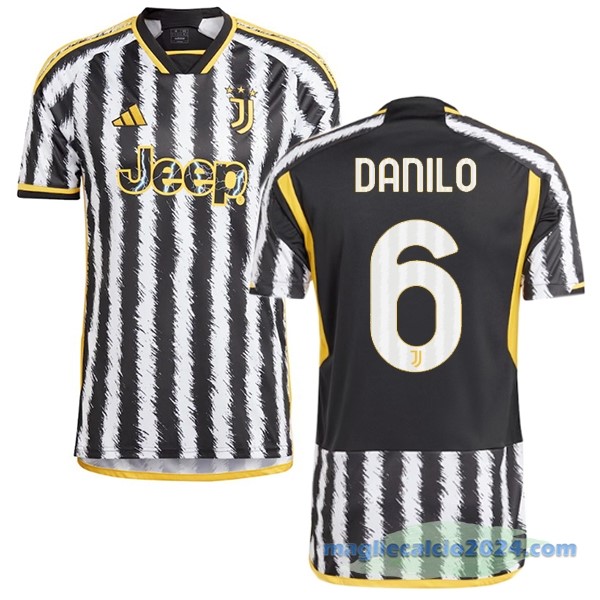 NO.6 Danilo Thailandia Prima Maglia Juventus 2023 2024 Giallo Nero Poco Prezzo