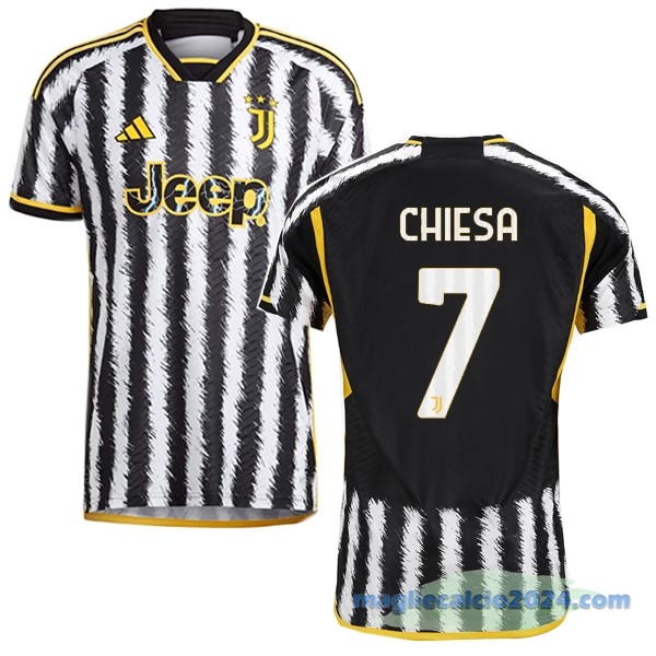 NO.7 Chiesa Thailandia Prima Giocatori Maglia Juventus 2023 2024 Giallo Nero Poco Prezzo