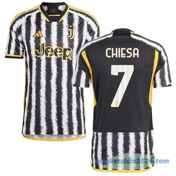 NO.7 Chiesa Thailandia Prima Maglia Juventus 2023 2024 Giallo Nero Poco Prezzo