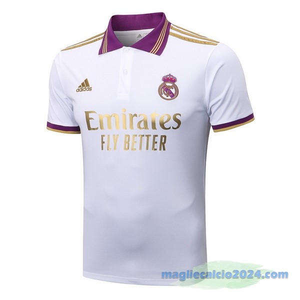 Polo Real Madrid 2022 2023 Bianco Purpureo Poco Prezzo
